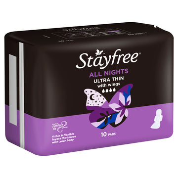Stayfree Pad U/Thin All Nght Wing 10Pk