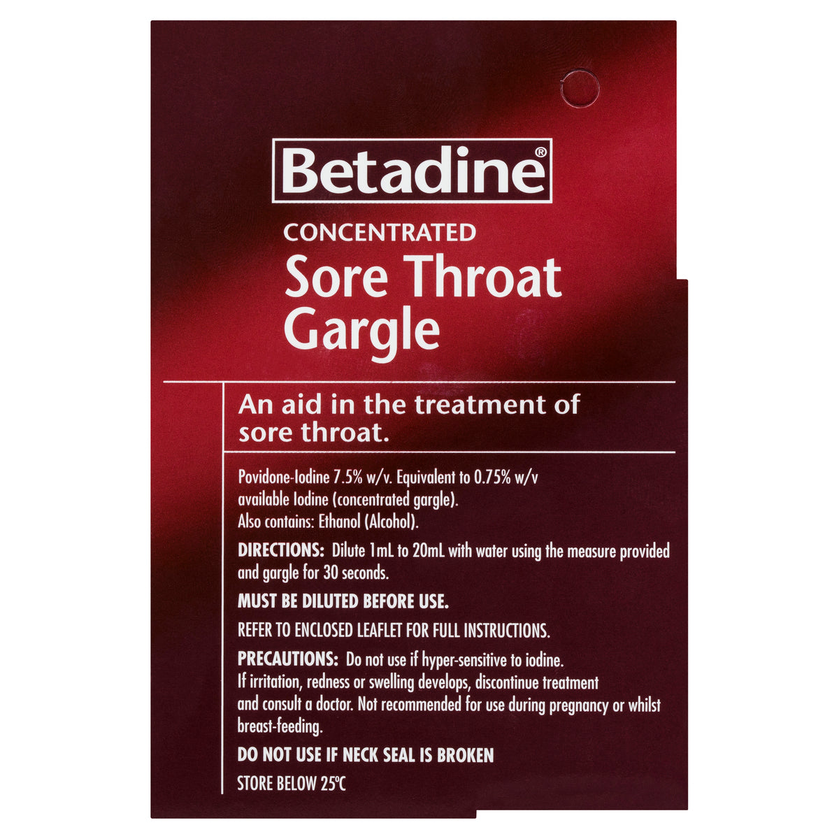 Betadine Concentrated Sore Throat Gargle Antibacterial Povidone Iodine