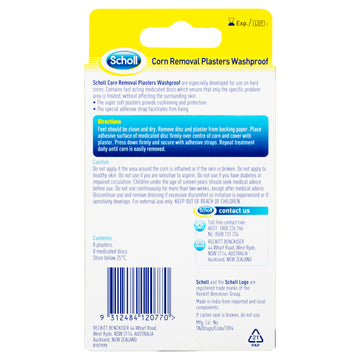 Scholl Corn Removal Plasters Washproof 8 Pack