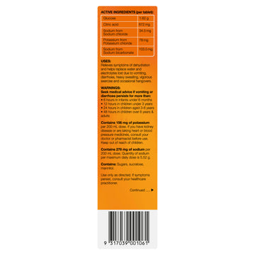 Hydralyte Orange Flavoured Electrolyte 20 Effervescent Tablets