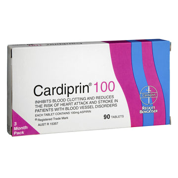 Cardiprin 100mg Inhibits Blood Clot Heart Attack Stroke Aspirin 90 Tablets Tabs